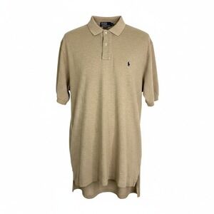 Ralph Lauren Polo Men's‎ Tan Knit Short Sleeve Collared 2 button Shirt Size XL